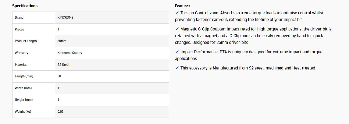KINCROME K21486 BIT CPLER C CLIP-MAG 50MM 1 PK - Image 4
