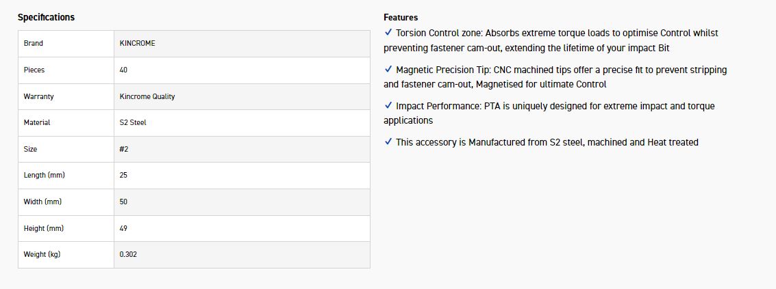KINCROME K21516 IMPACT BIT SQ#2 MIXED 40 PCK - Image 2