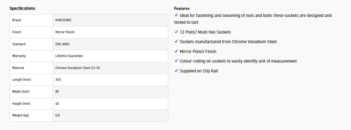 KINCROME K2175 SOCKET RAIL 1/2D 10P-IMP (MP) - Image 2