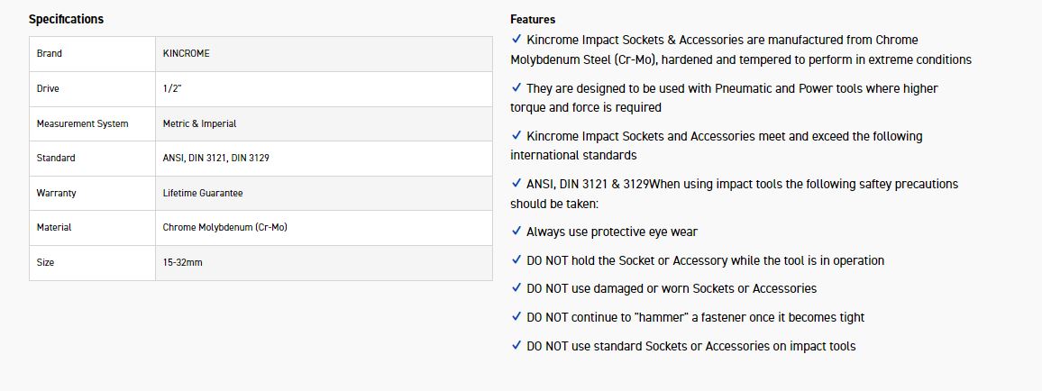 KINCROME K2285 RING&PIN SET 1/2D 15MM-32MM - Image 2