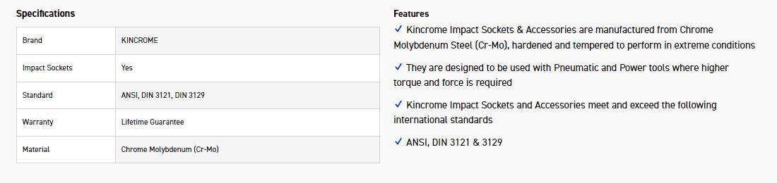 KINCROME K2286 IMPACT SKT 1/2DRV 8MM - Image 3