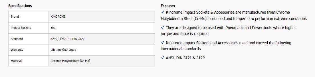 KINCROME K2287 IMPACT SKT 1/2DRV 9MM - Image 2