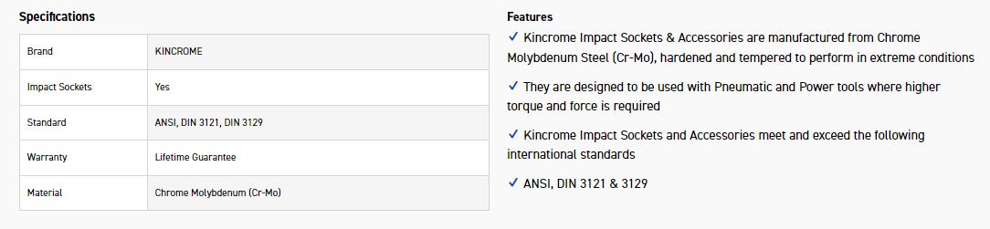 KINCROME K2289 IMPACT SKT 1/2DRV 11MM - Image 2