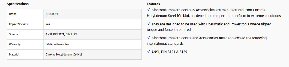 KINCROME K2294 IMPACT SKT 1/2DRV 16MM - Image 2