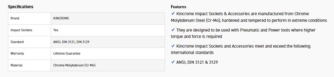 KINCROME K2295 IMPACT SKT 1/2DRV 17MM - Image 2