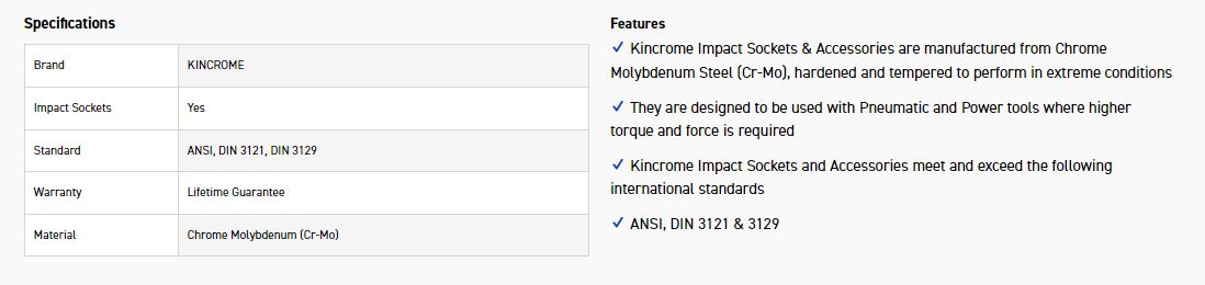 KINCROME K2298 IMPACT SKT 1/2DRV 20MM - Image 2