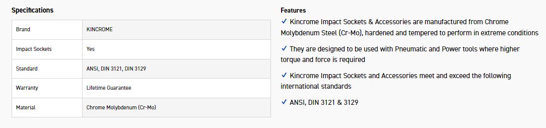 KINCROME K2299 IMPACT SKT 1/2DRV 21MM - Image 2