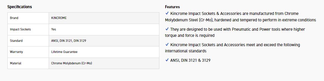 KINCROME K2301 IMPACT SKT 1/2DRV 23MM - Image 2