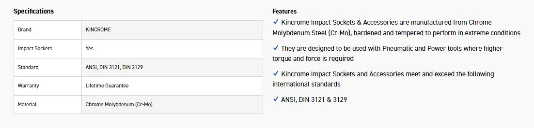 KINCROME K2304 IMPACT SKT 1/2DRV 26MM - Image 2