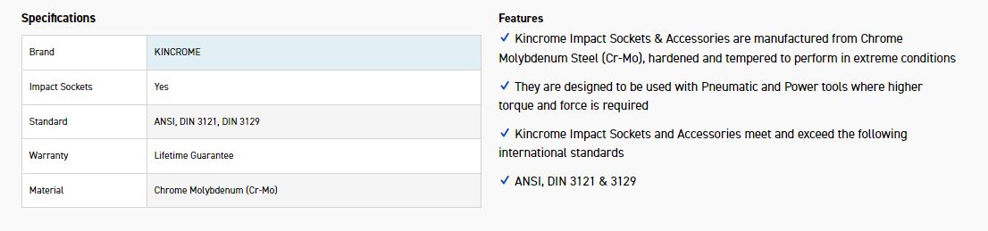 KINCROME K2305 IMPACT SKT 1/2DRV 27MM - Image 2