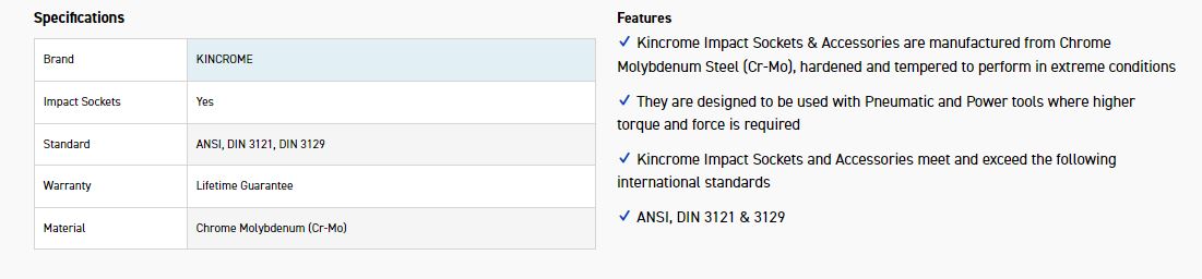 KINCROME K2309 IMPACT SKT 1/2DRV 31MM - Image 2