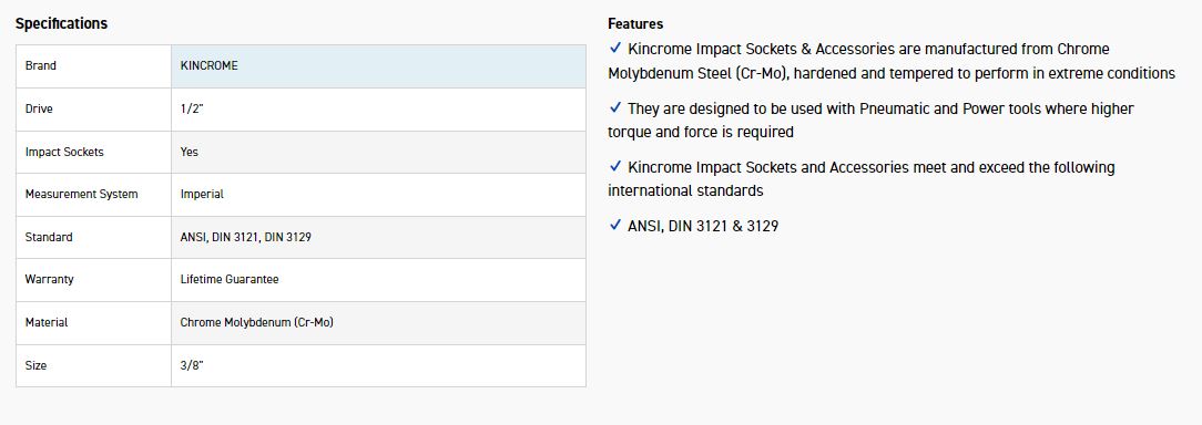 KINCROME K2312 IMPACT SKT 1/2DRV 3/8 - Image 2