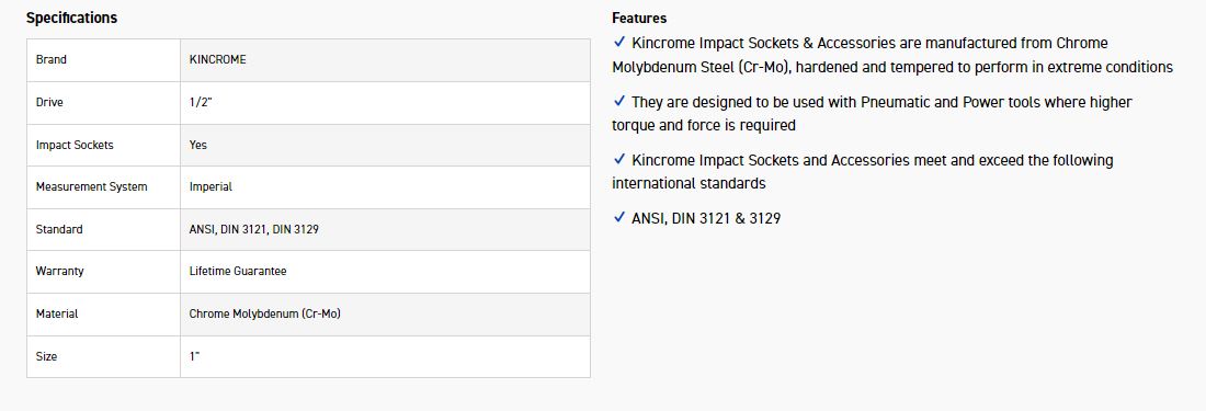 KINCROME K2322 IMPACT SKT 1/2DRV 1 - Image 2