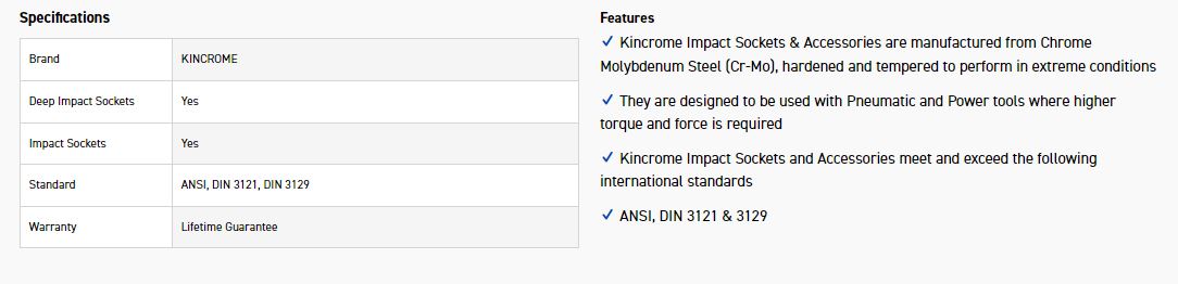 KINCROME K2331 IMPACT SKT DEEP 1/2DRV 12MM - Image 2