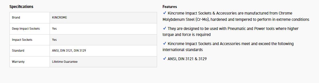 KINCROME K2339 IMPACT SKT DEEP 1/2DRV 20MM - Image 2