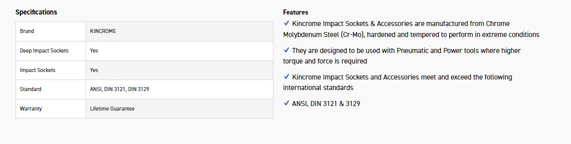 KINCROME K2342 IMPACT SKT DEEP 1/2DRV 23MM - Image 2