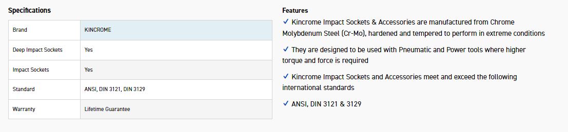 KINCROME K2344 IMPACT SKT DEEP 1/2DRV 25MM - Image 2