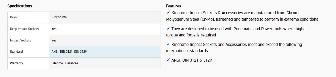 KINCROME K2345 IMPACT SKT DEEP 1/2DRV 26MM - Image 2