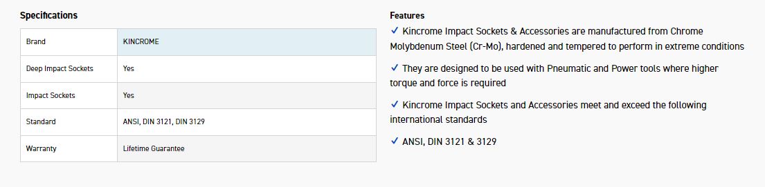 KINCROME K2354 IMPACT SKT DEEP 1/2DRV 5/16 - Image 2