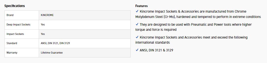 KINCROME K2356 IMPACT SKT DEEP 1/2DRV 7/16 - Image 2