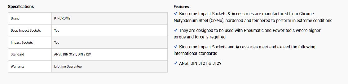 KINCROME K2357 IMPACT SKT DEEP 1/2DRV 1/2 - Image 2