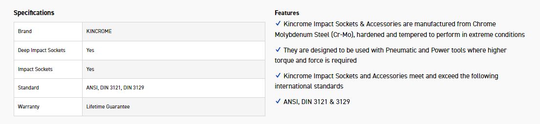KINCROME K2358 IMPACT SKT DEEP 1/2DRV 9/16 - Image 2
