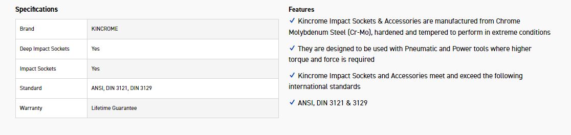 KINCROME K2359 IMPACT SKT DEEP 1/2DRV 5/8 - Image 2