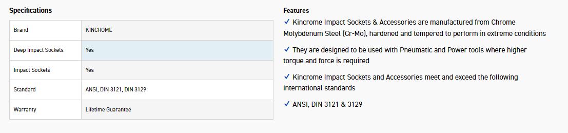 KINCROME K2360 IMPACT SKT DEEP 1/2DR 11/16 - Image 2