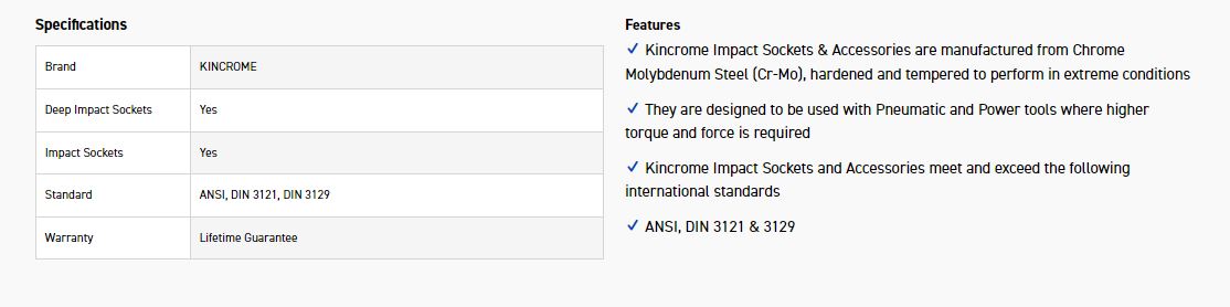 KINCROME K2361 IMPACT SKT DEEP 1/2DRV 3/4 - Image 2