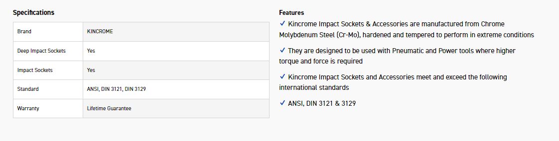 KINCROME K2362 IMPACT SKT DEEP 1/2DR 13/16 - Image 2