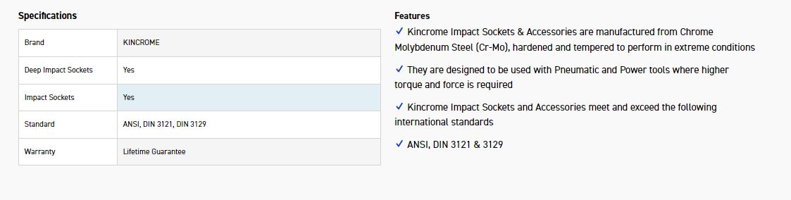 KINCROME K2366 IMPACT SKT DEEP 1/2D 1-1/16 - Image 2