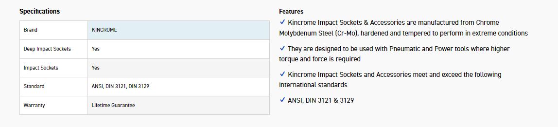 KINCROME K2368 IMPACT SKT DEEP 1/2D 1-3/16 - Image 2