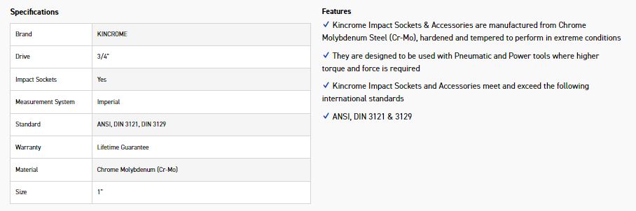 KINCROME K2454 IMPACT SKT 3/4DRV 1 - Image 2