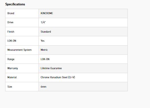 KINCROME K25000 LOKON SOCKET 1/4DR 4MM - Image 2