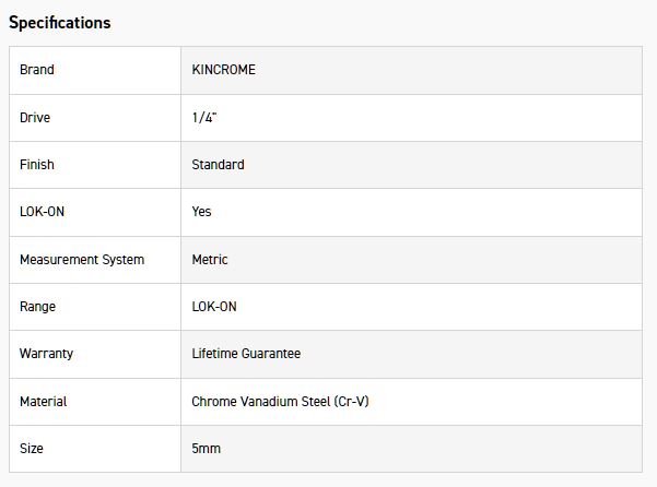 KINCROME K25002 LOKON SOCKET 1/4DR 5MM - Image 2