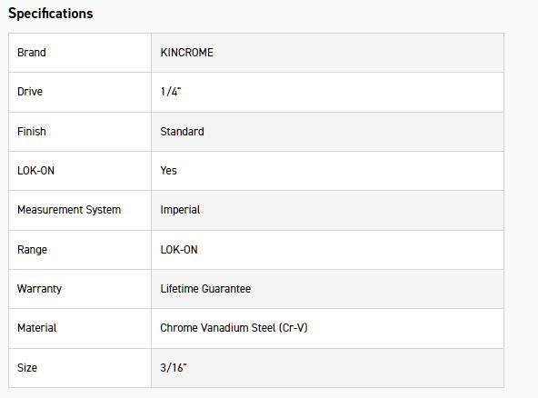 KINCROME K25060 LOKON SOCKET DEEP 1/4DR 3/16 - Image 2