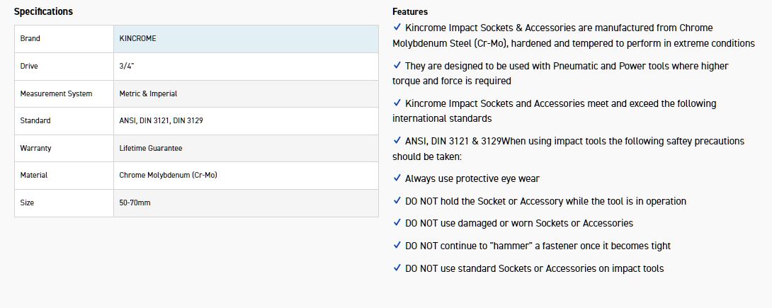 KINCROME K2538 RING&PIN SET 3/4D 50MM-70MM - Image 2