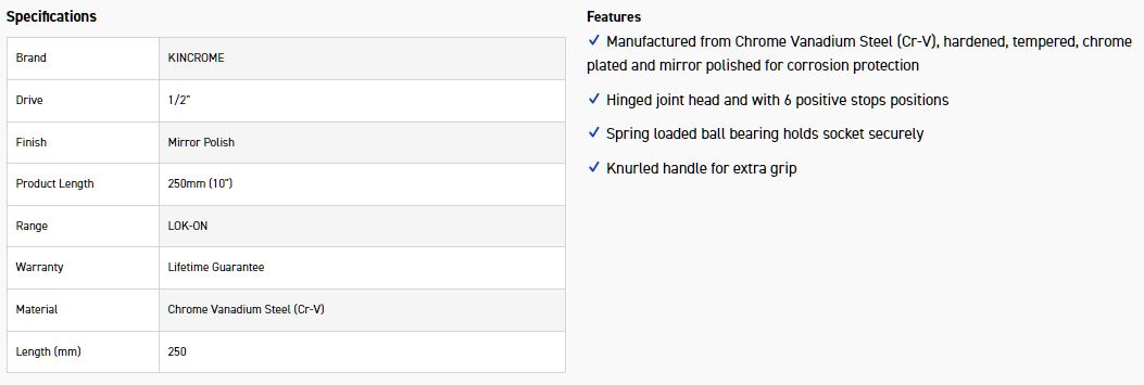 KINCROME K25405 LOKON FLEX HDL 1/2D 250MM-10" - Image 2