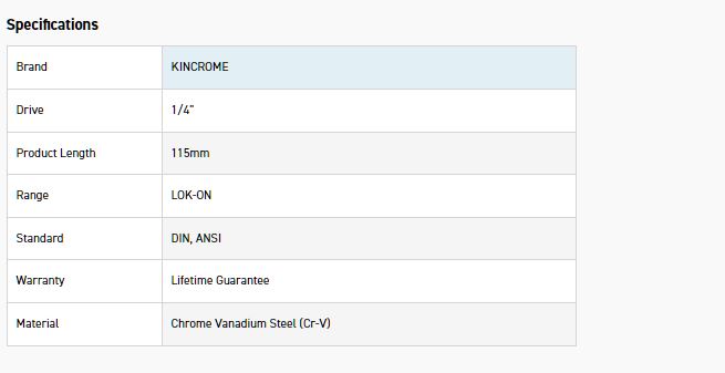 KINCROME K25502 LOKON EXTENSION BAR 1/4D 115MM - Image 2