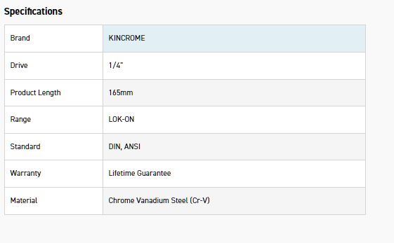 KINCROME K25503 LOKON EXTENSION BAR 1/4D 165MM - Image 2