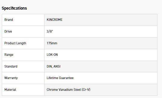 KINCROME K25513 LOKON EXTENSION BAR 3/8D 175MM - Image 2