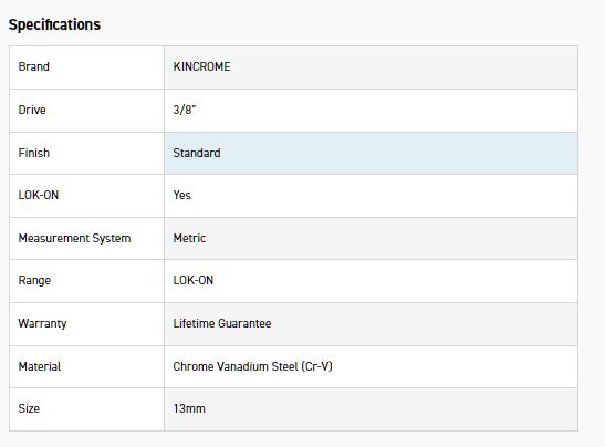 KINCROME K26008 LOKON SOCKET 3/8DR 13MM - Image 2