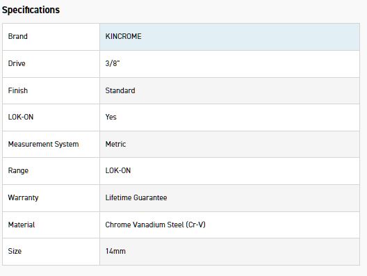KINCROME K26009 LOKON SOCKET 3/8DR 14MM - Image 2
