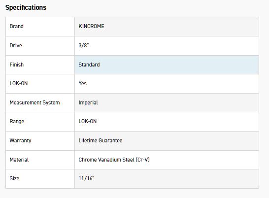 KINCROME K26035 LOKON SOCKET 3/8DR 11/16 - Image 2