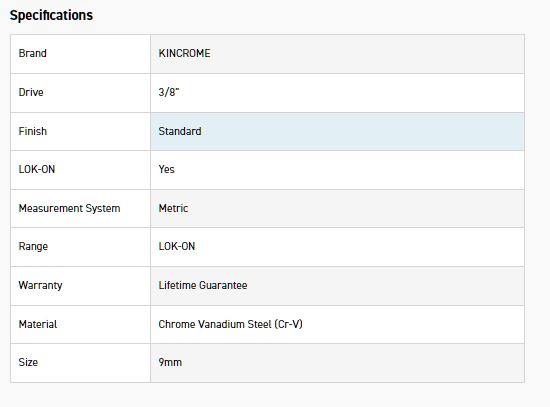 KINCROME K26051 LOKON SOCKET DEEP 3/8DR 9MM - Image 2
