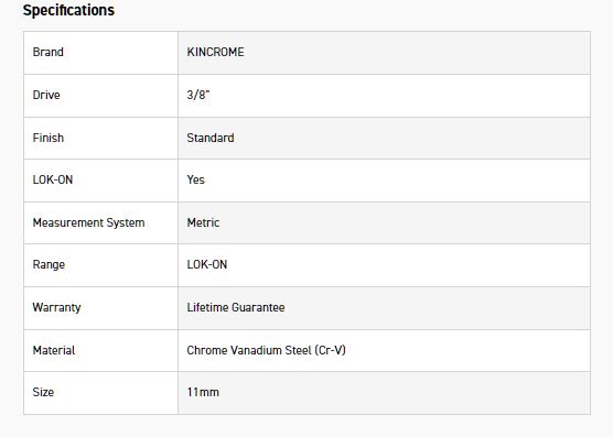 KINCROME K26053 LOKON SOCKET DEEP 3/8DR 11MM - Image 2