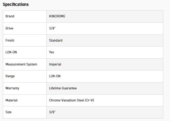 KINCROME K26070 LOKON SOCKET DEEP 3/8DR 3/8 - Image 2