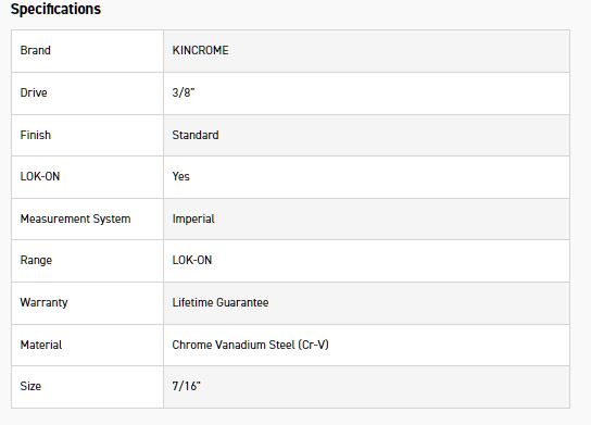 KINCROME K26071 LOKON SOCKET DEEP 3/8DR 7/16 - Image 2
