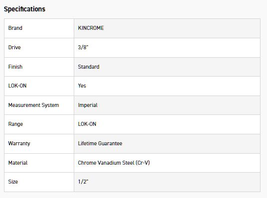 KINCROME K26072 LOKON SOCKET DEEP 3/8DR 1/2 - Image 2