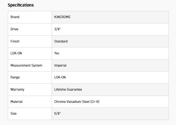 KINCROME K26074 LOKON SOCKET DEEP 3/8DR 5/8 - Image 2